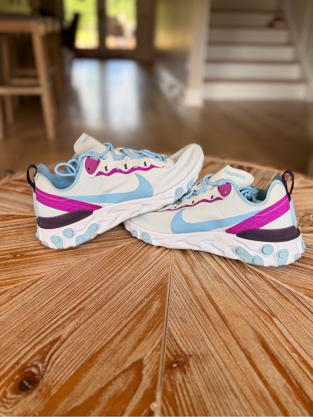 Nike React Women's Sneakers in White, Light Blue & Purple